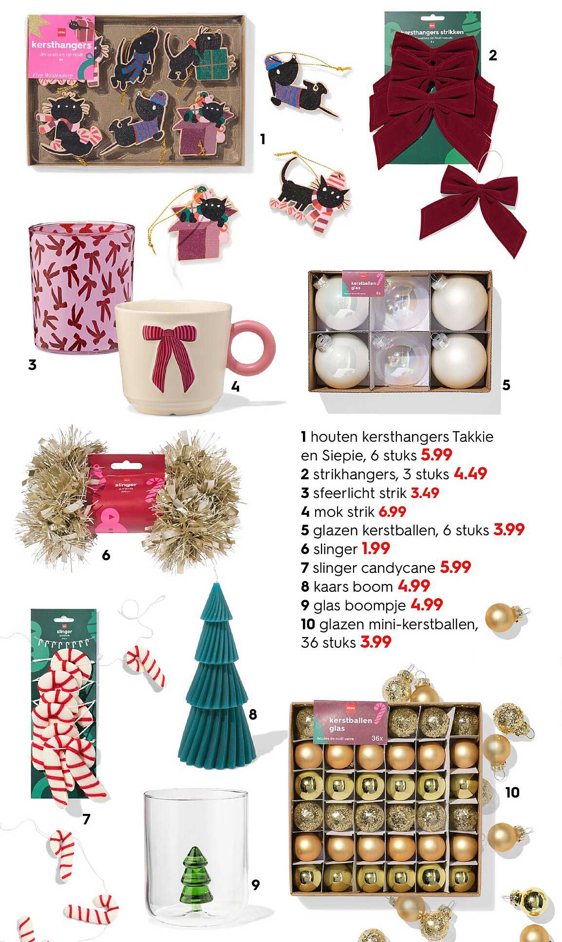 Houten kersthangers Takkie en Siepie, 6 stuks 5.99