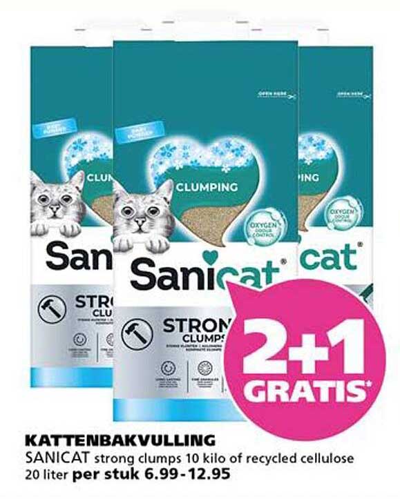 KATTENBAKVULLING SANICAT strong clumps 10 kilo of recycled cellulose 20 liter per stuk