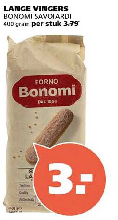 LANGE VINGERS BONOMI SAVOARDI 400 gram per stuk 3.79