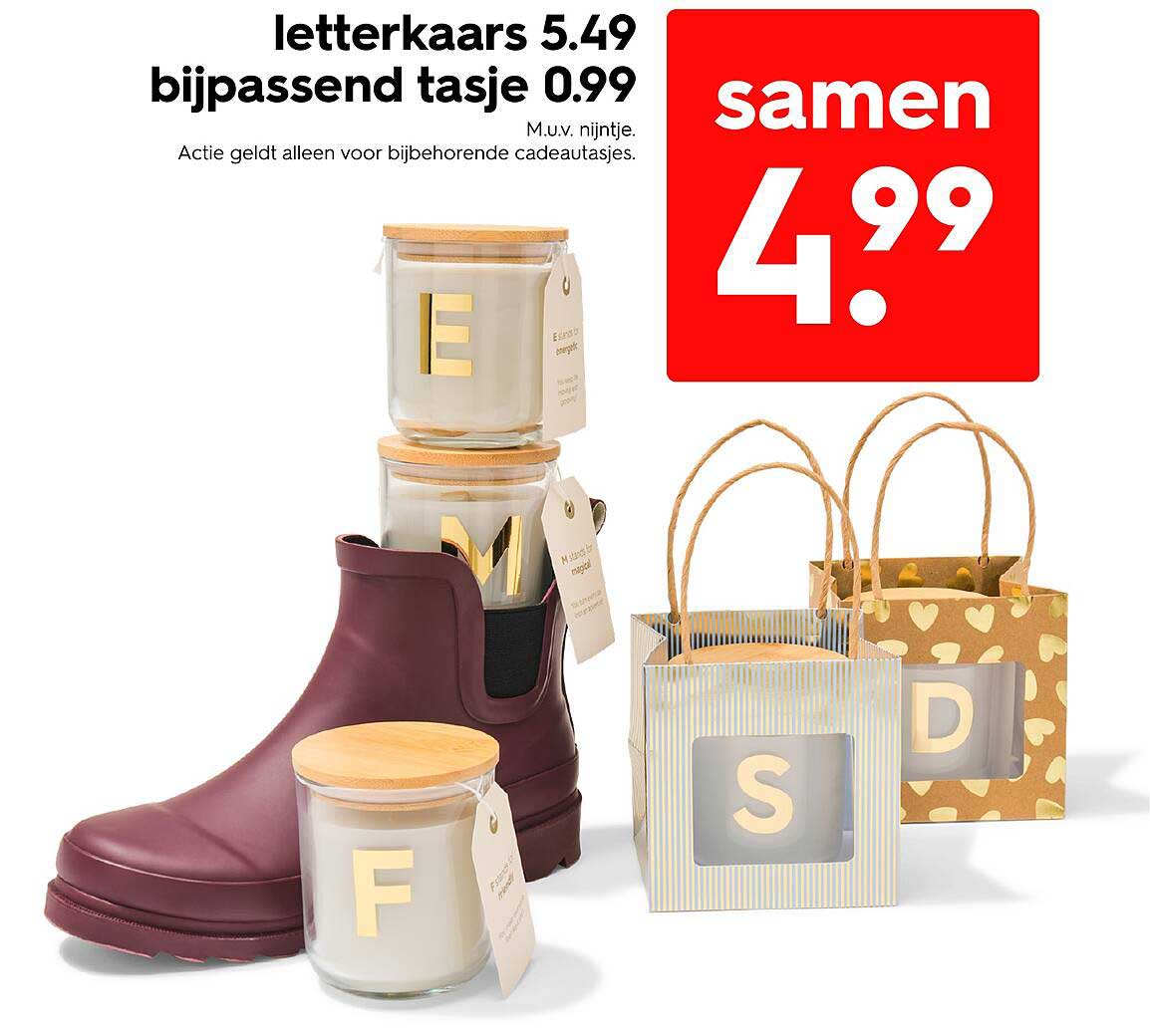 letterkaars 5.49 bijpassend tasje 0.99