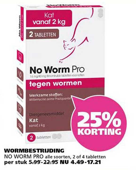 NO WORM PRO tegen wormen voor katten