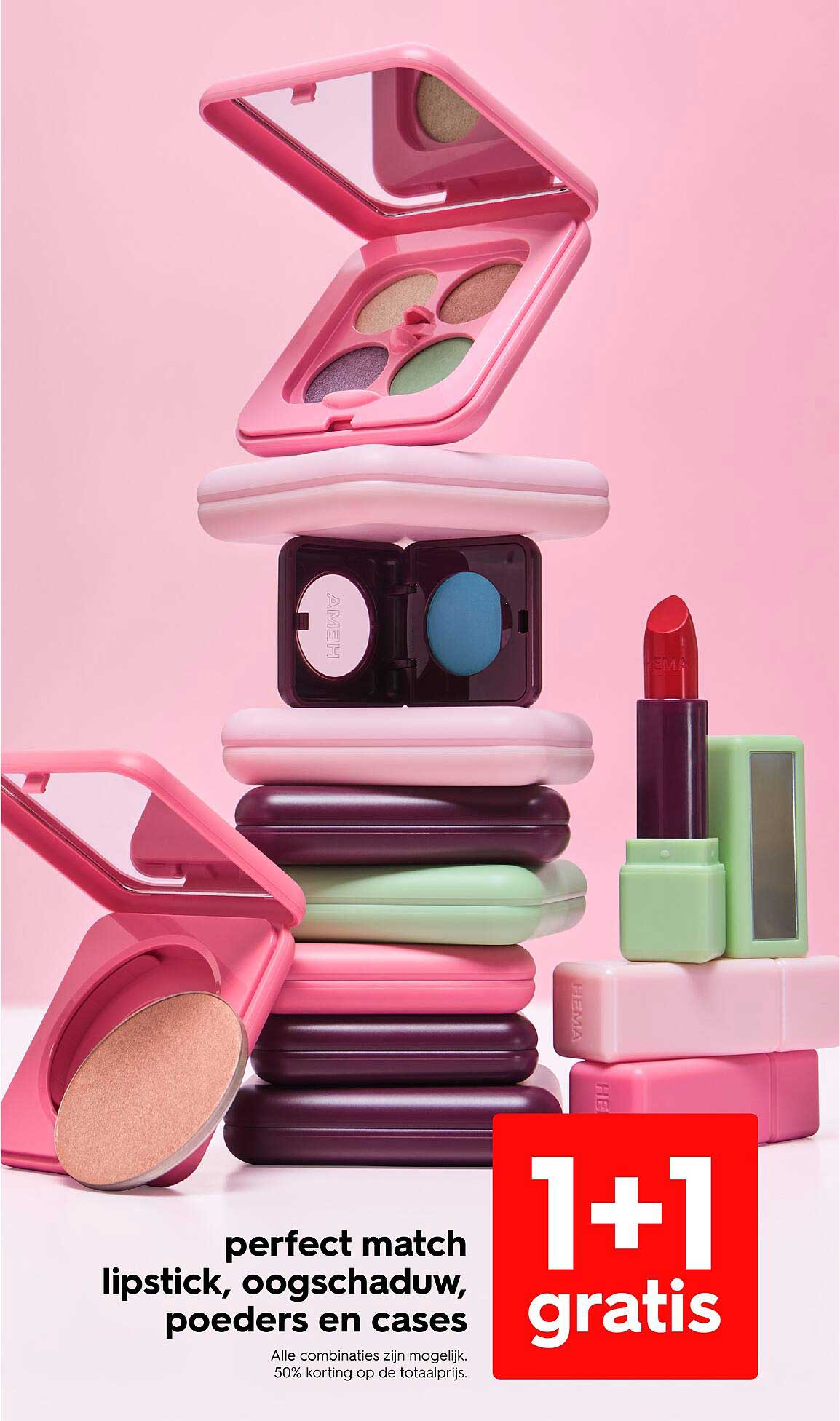 perfect match lipstick, oogschaduw, poeders en cases