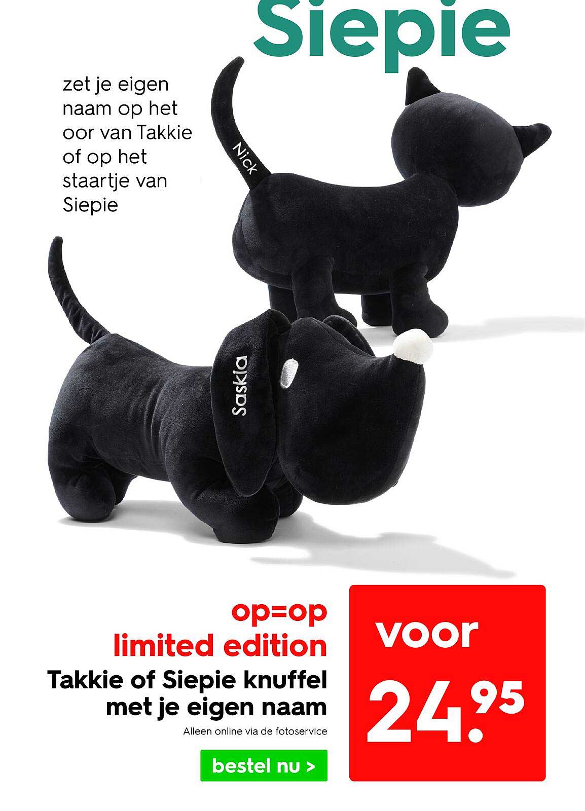 Takkie of Siepie knuffel met je eigen naam