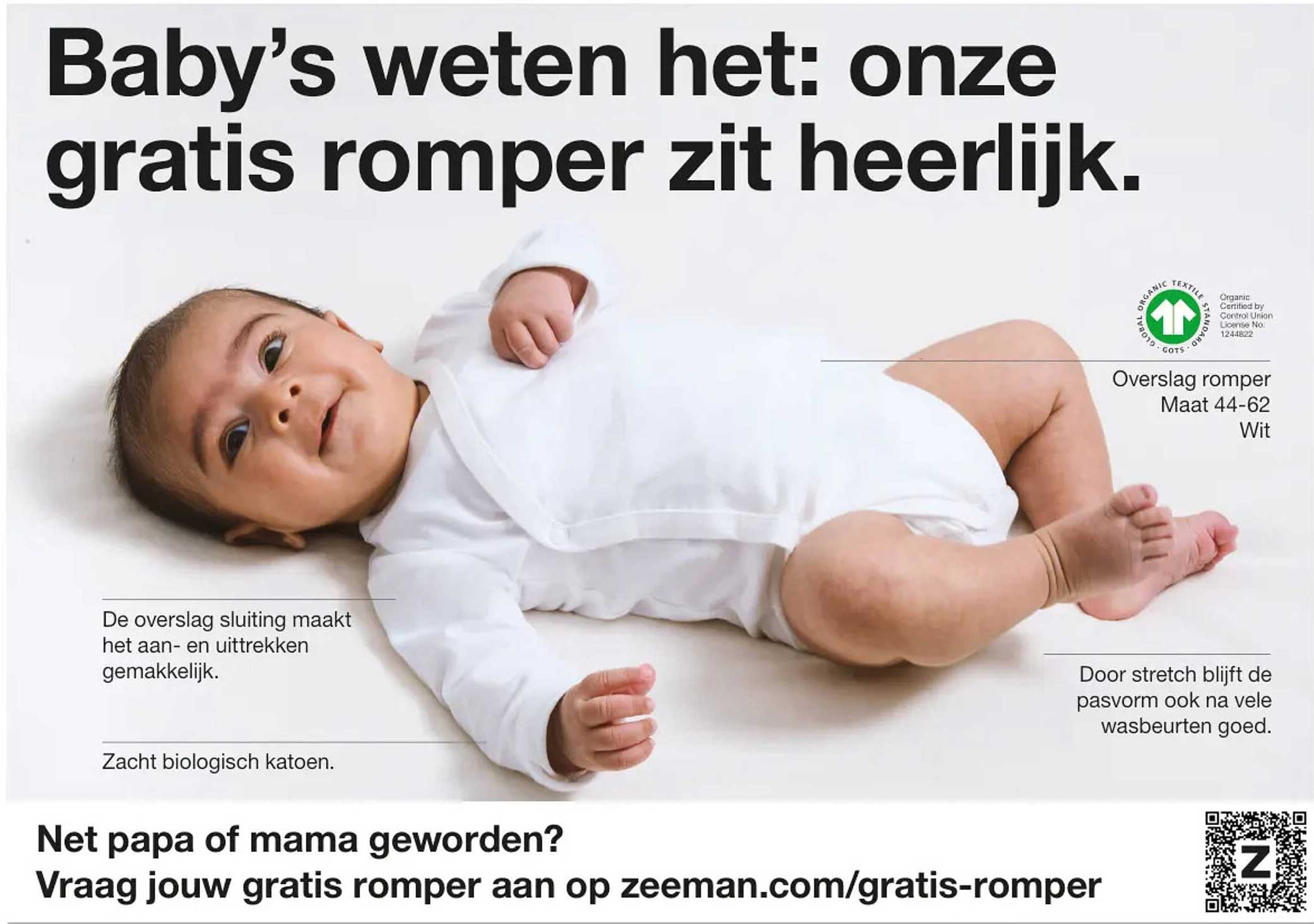 Baby’s weten het: onze gratis romper zit heerlijk.