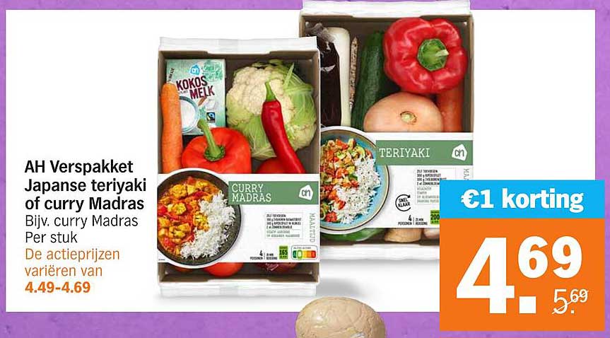 AH Verspakket Japanse teriyaki of curry Madras