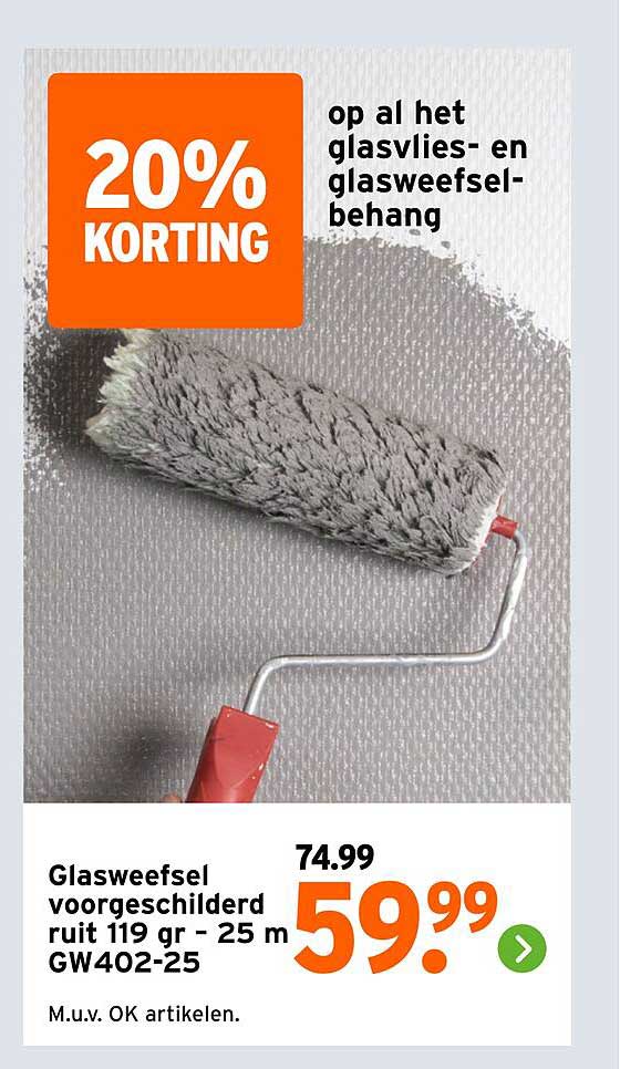 Glasweefsel voorgeschilderd ruit 119 gr - 25 m GW402-25