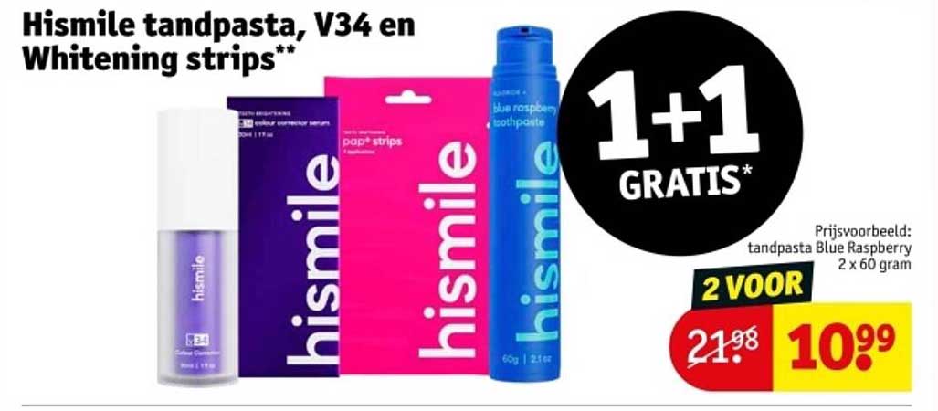 Hismile tandpasta, V34 en Whitening strips**