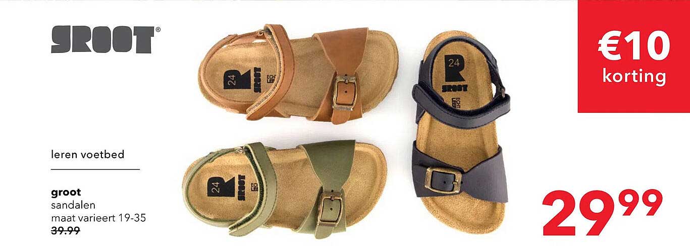 groot sandalen maat varieert 19-35