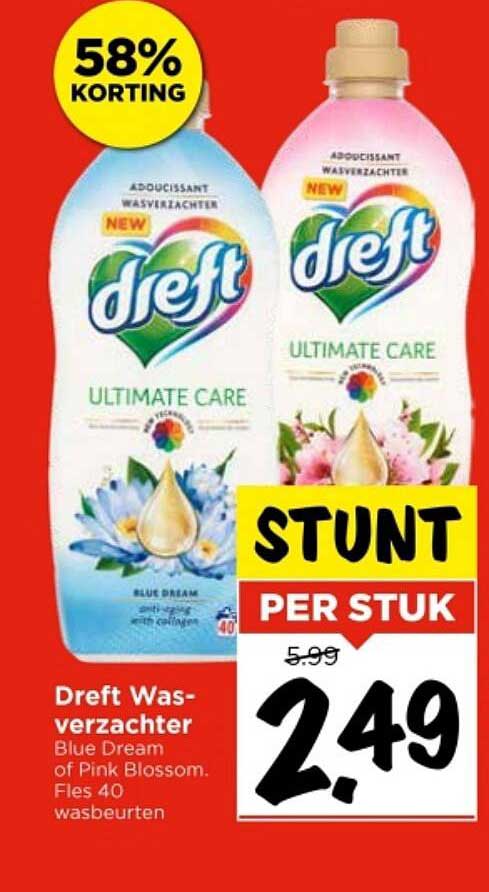 Dreft Wasverzachter Blue Dream of Pink Blossom. Fles 40 wasbeurten