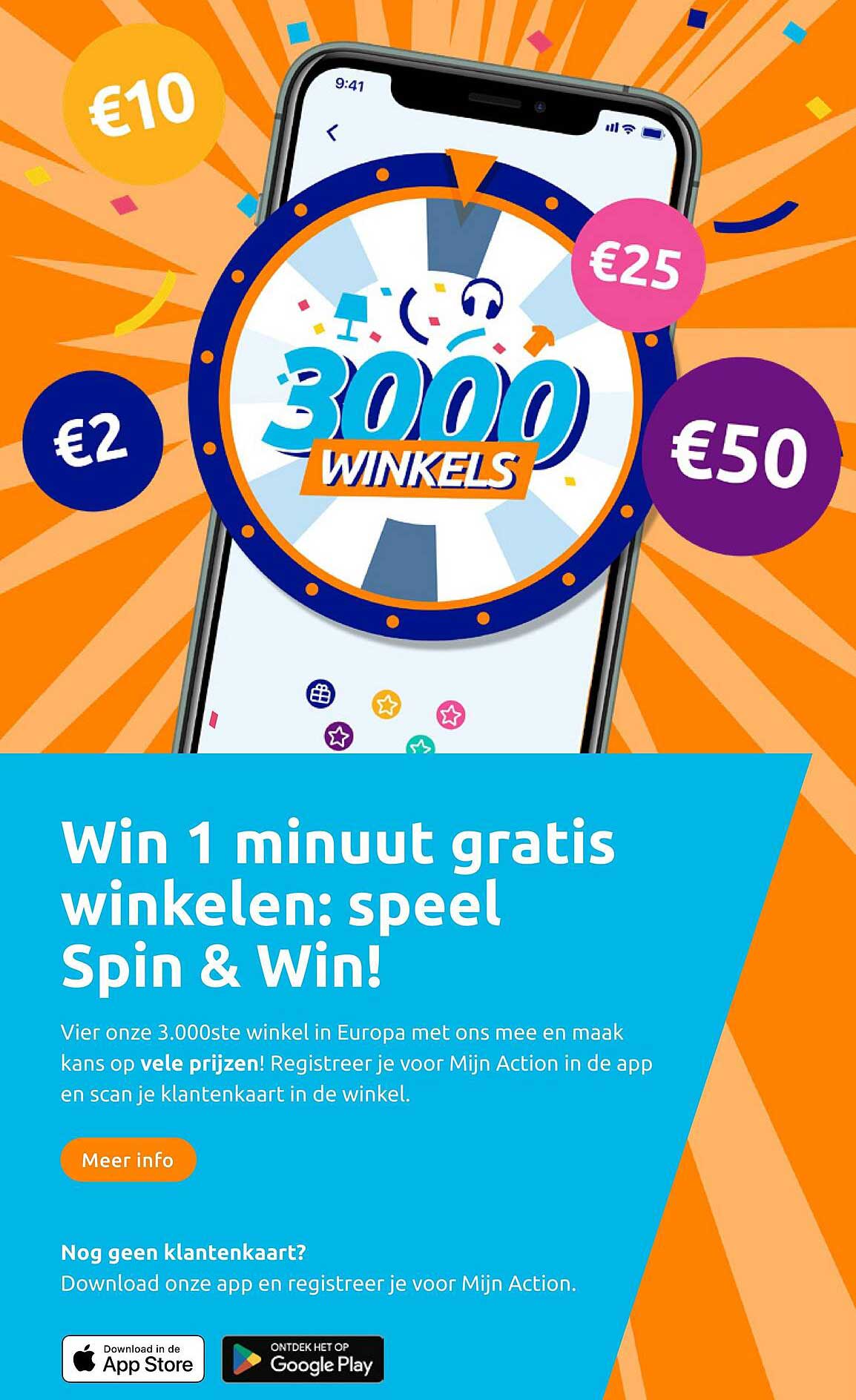 Win 1 minuut gratis winkelen: speel Spin & Win!