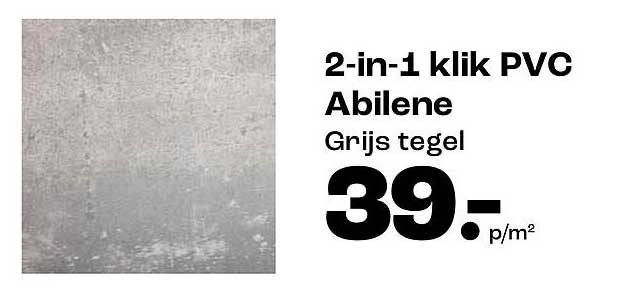 2-in-1 klik PVC Abilene Grijs tegel