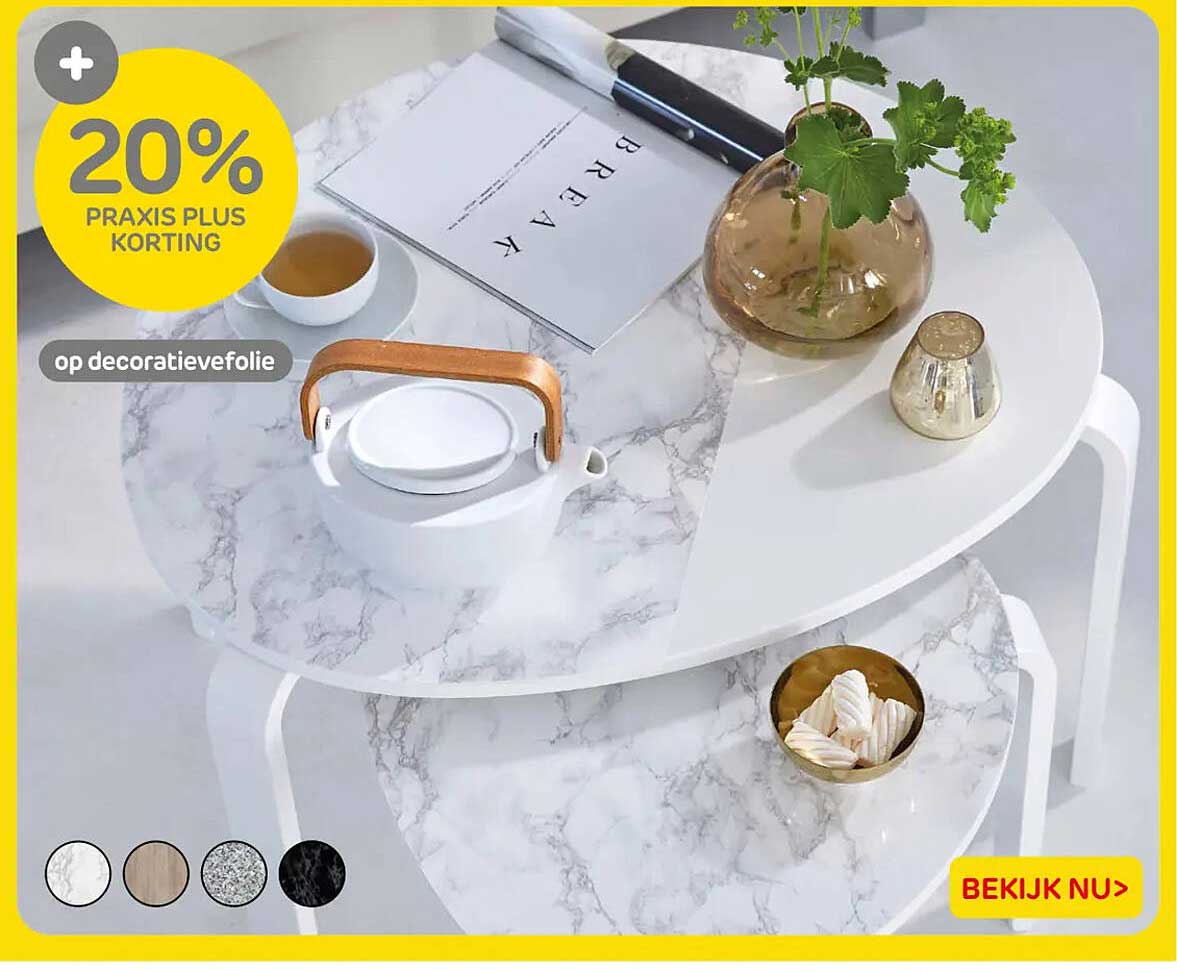 20% Praxis Plus korting op decoratiefolie