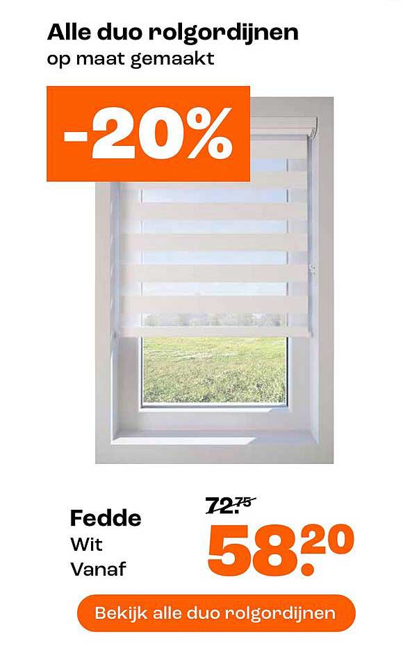 Alle duo rolgordijnen op maat gemaakt -20%