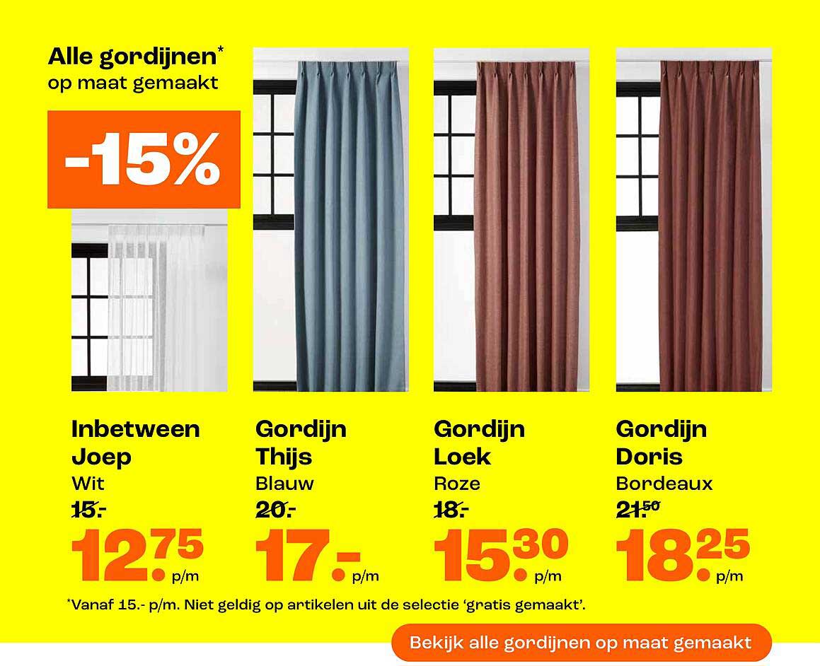 Alle gordijnen* op maat gemaakt -15%