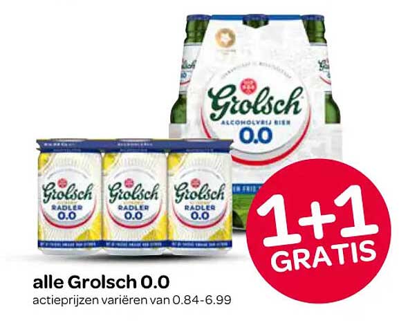 alle Grolsch O.O 1+1 GRATIS
