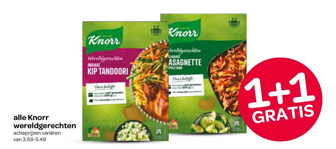 alle Knorr wereldgerechten 1+1 GRATIS