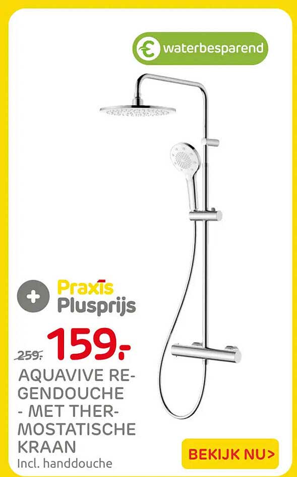 Aquavive regendouche met thermostatische kraan