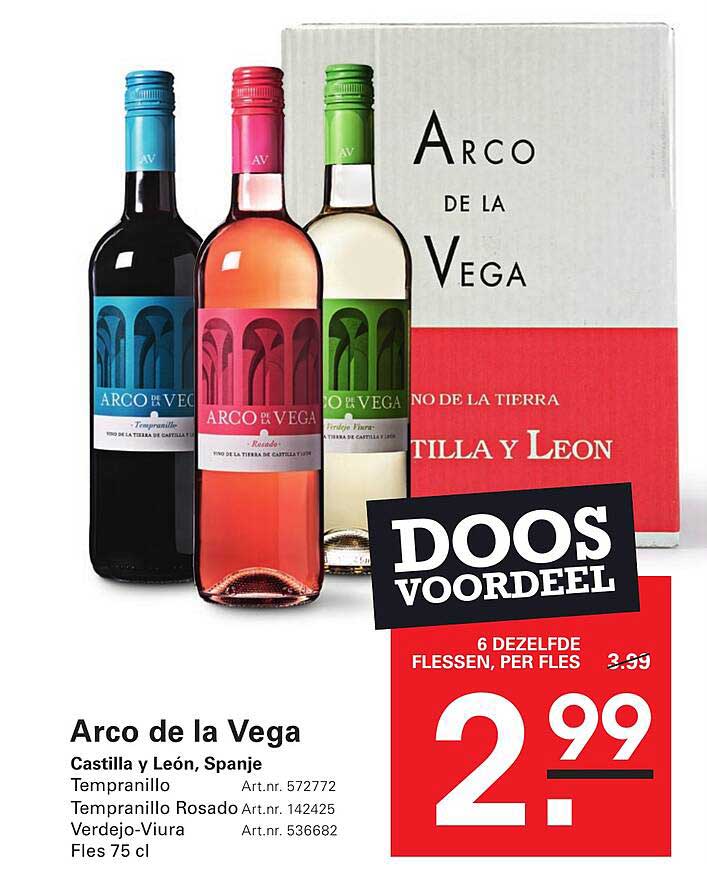 Arco de la Vega Castilla y León, Spanje 6 dezelfde flessen, per fles