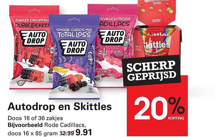 Autodrop en Skittles