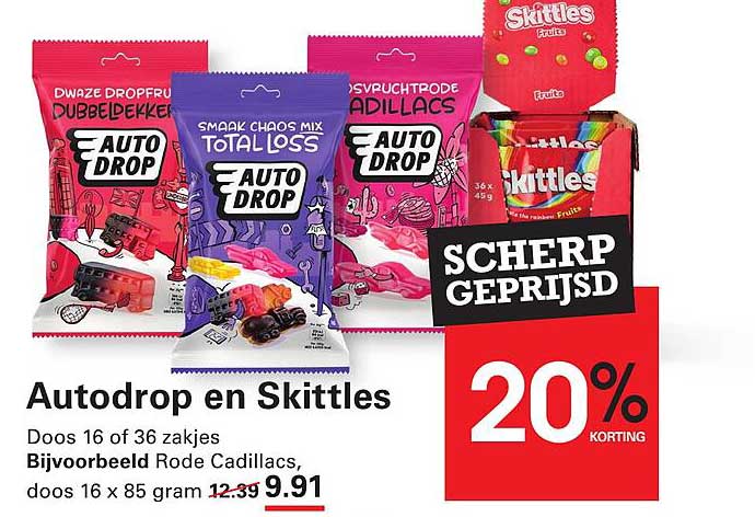 Autodrop en Skittles