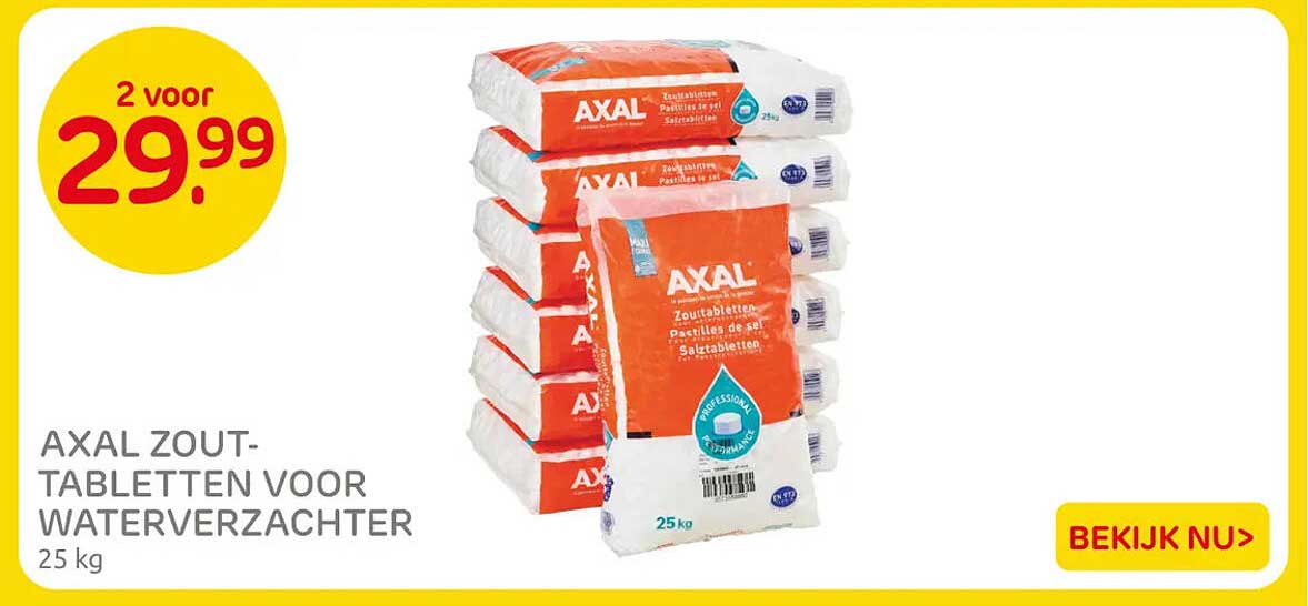 AXAL ZOUT-TABLETTEN VOOR WATERVERZACHTER 25 kg