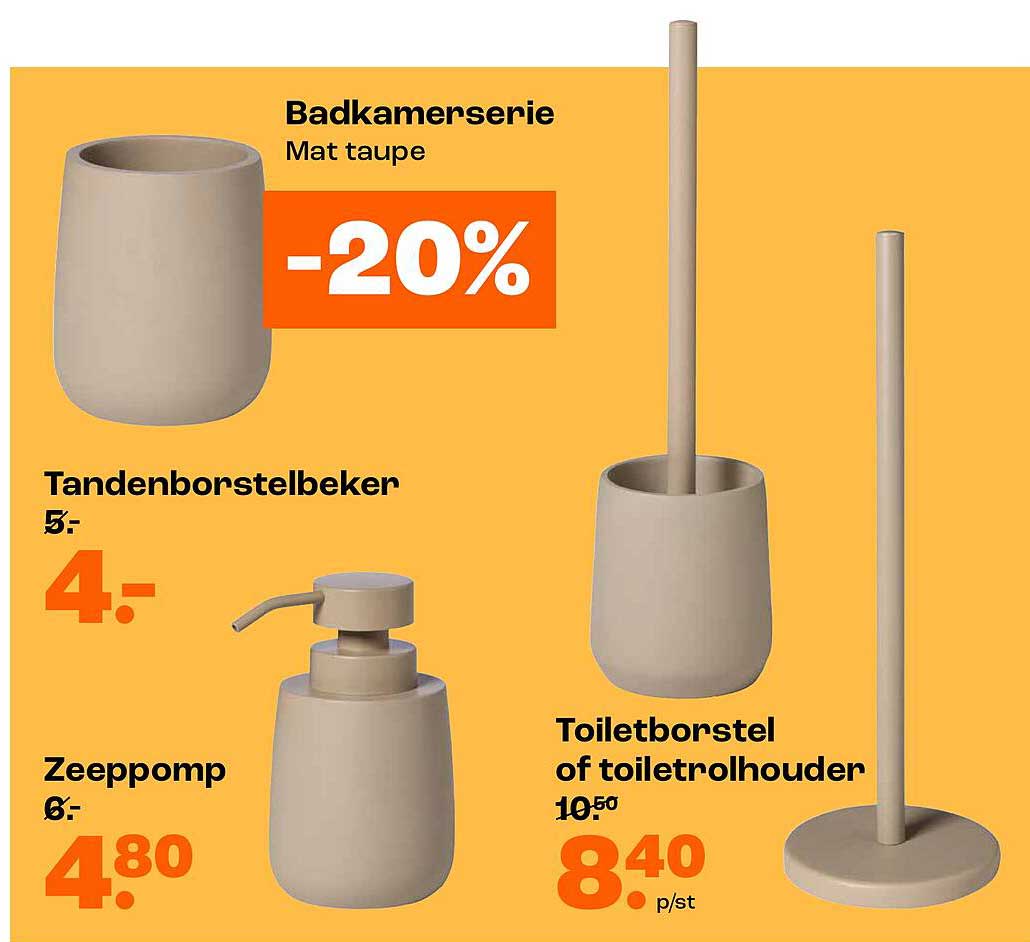 Badkamerserie Mat taupe -20%