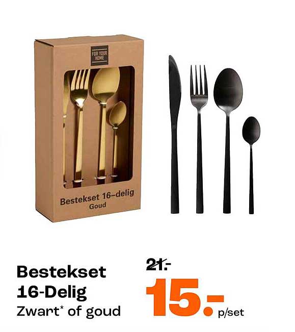 Bestekset 16-Delig Zwart* of goud