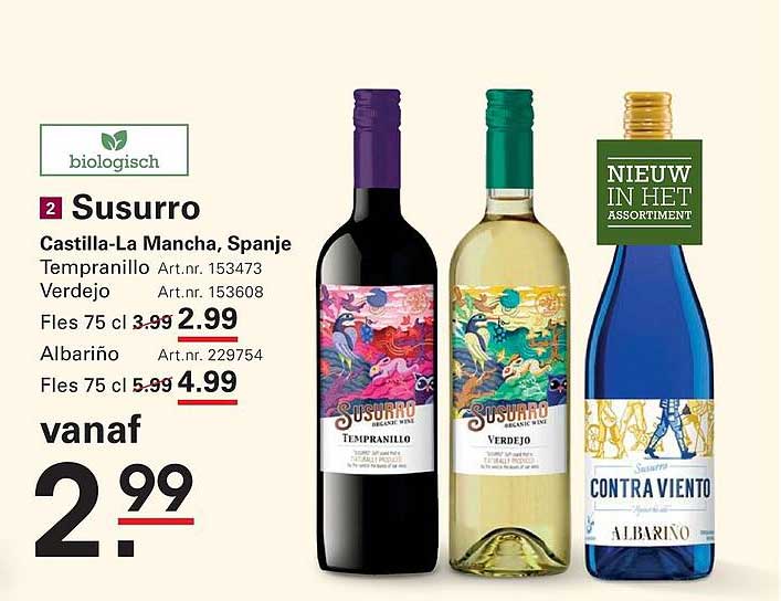 biologisch Susurro Castilla-La Mancha, Spanje Tempranillo, Verdejo, Albariño vanaf