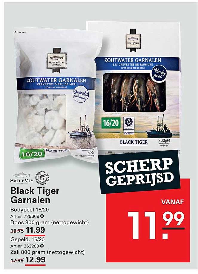Black Tiger Garnalen Bodypeel 16/20 Scherp geprijsd vanaf 11.99
