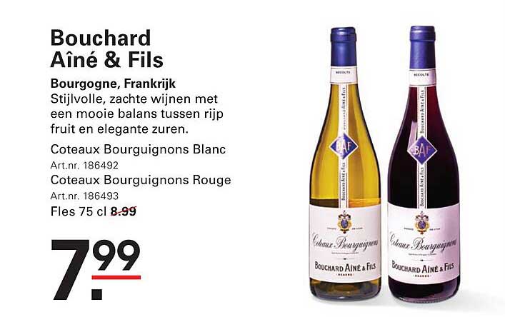 Bouchard Aîné & Fils Bourgogne, Frankrijk Coteaux Bourguignons Blanc Coteaux Bourguignons Rouge Fles 75 cl