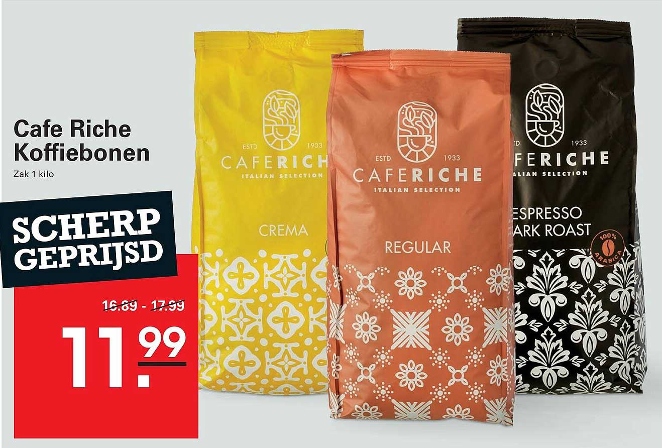 Cafe Riche Koffiebonen Zak 1 kilo SCHERP GEPRIJSD