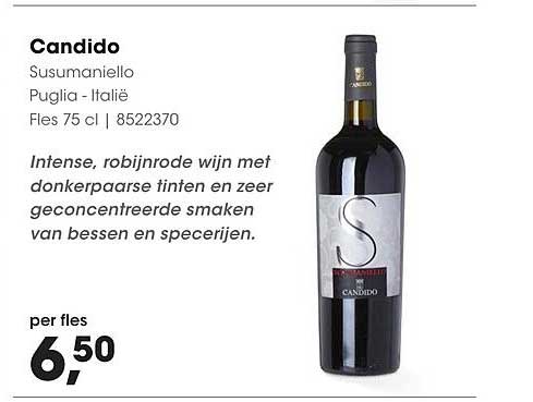 Candido Susumaniello Puglia - Italië Fles 75 cl | 8522370