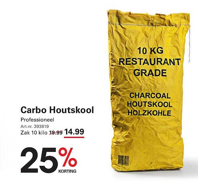 Carbo Houtskool Professioneel 25% korting