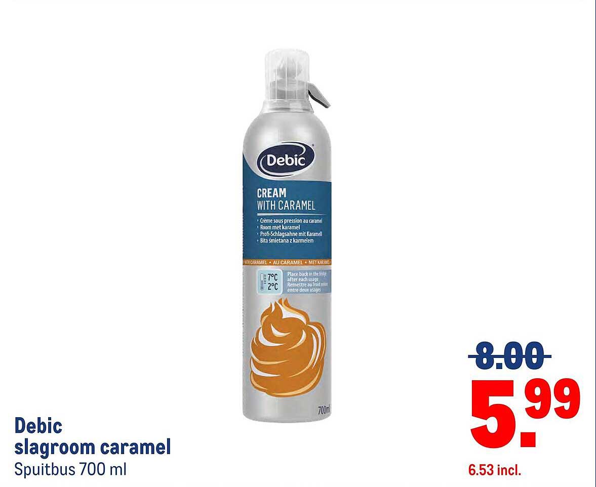 Debic slagroom caramel Spuitbus 700 ml