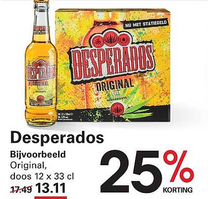 Desperados Bijvoorbeeld Original, doos 12 x 33 cl 25% korting