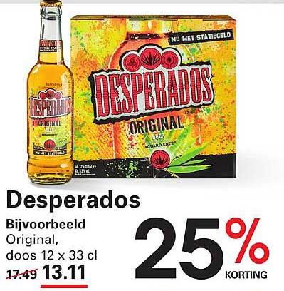 Desperados Bijvoorbeeld Original, doos 12 x 33 cl 25% KORTING