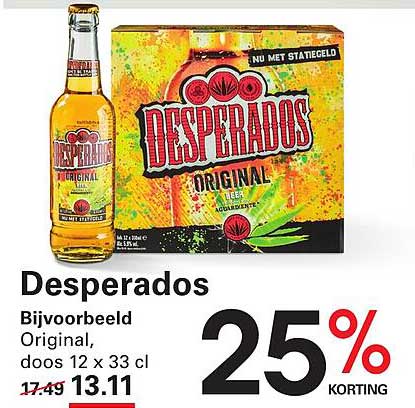 Desperados Bijvoorbeeld Original, doos 12 x 33 cl 25% korting