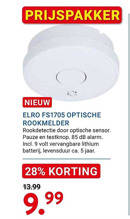 ELRO FS1705 OPTISCHE ROOKMELDER 28% KORTING