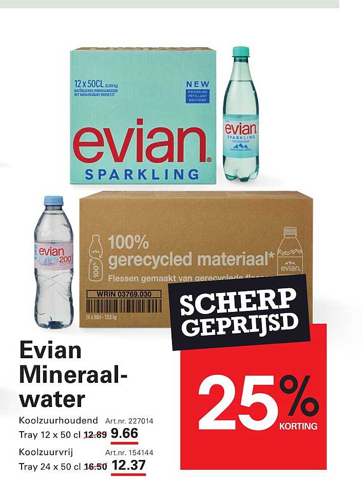 Evian Mineraal-water 25% korting