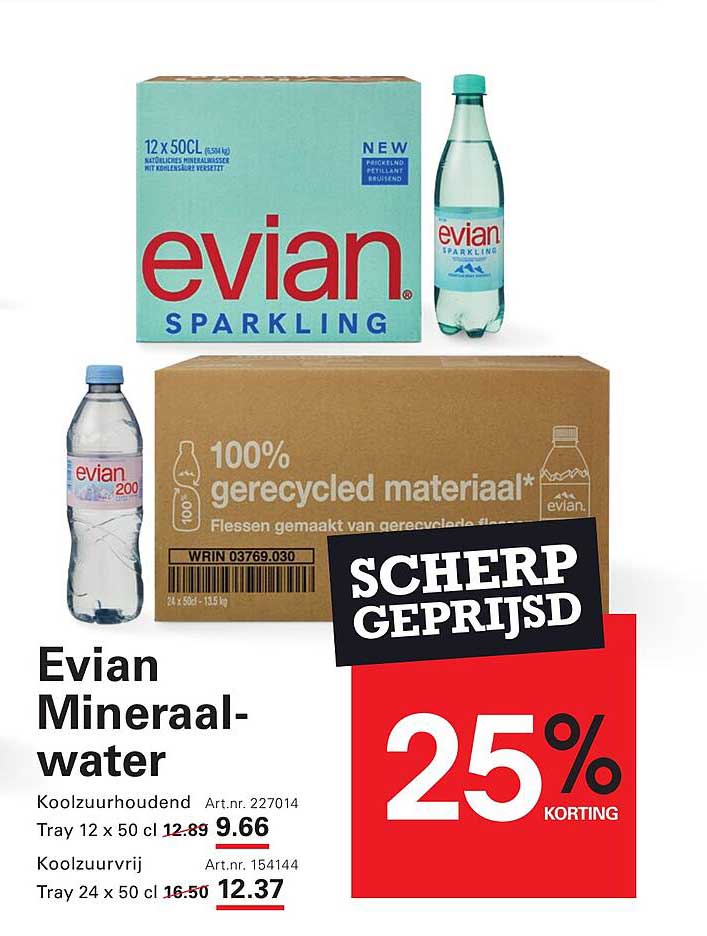 Evian Mineraalwater 25% korting