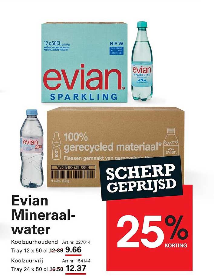 Evian Mineraalwater 25% korting