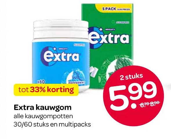 Extra kauwgom alle kauwgompotten 30/60 stuks en multipacks