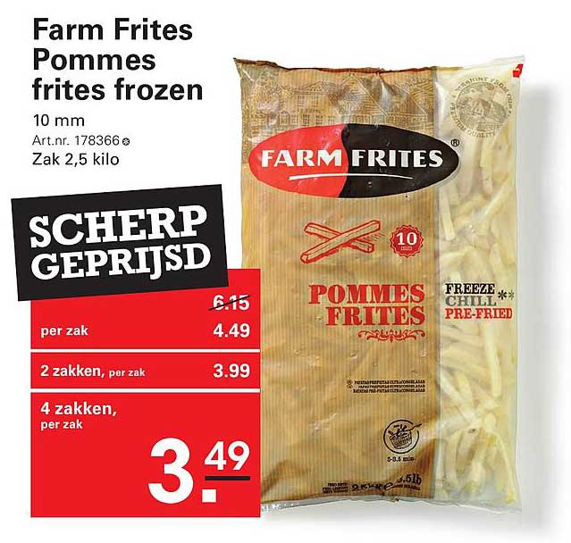 Farm Frites Pommes frites frozen 10 mm Zak 2,5 kilo