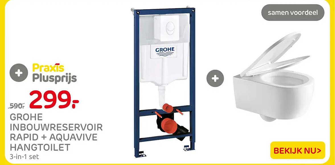 GROHE INBOUWRESERVOIR RAPID + AQUAVIVE HANGTOILET 3-in-1 set