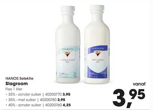 Hanos Selectie Slagroom Fles 1 liter
