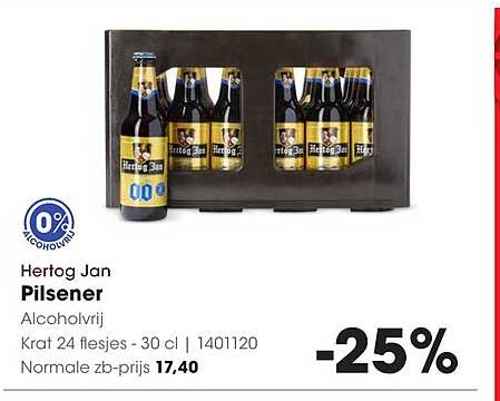 Hertog Jan Pilsener Alcoholvrij Krat 24 flesjes - 30 cl | 1401120