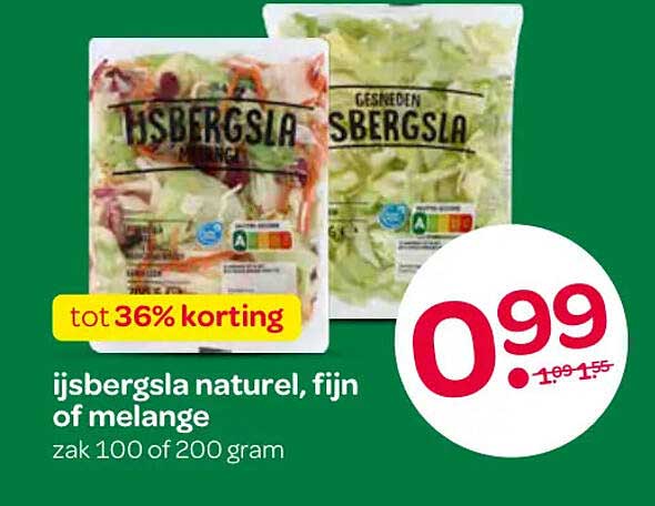 ijsbergsla naturel, fijn of melange