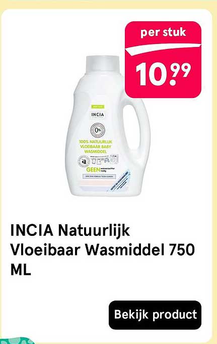 INCIA Natuurlijk Vloeibaar Wasmiddel 750 ML