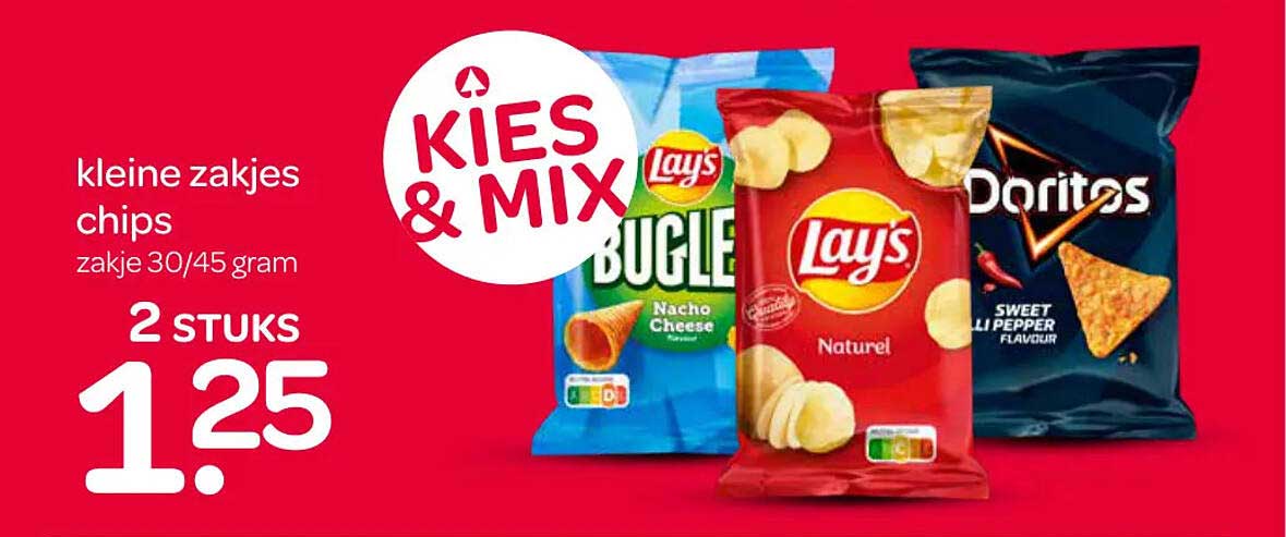kleine zakjes chips zakje 30/45 gram 2 STUKS
