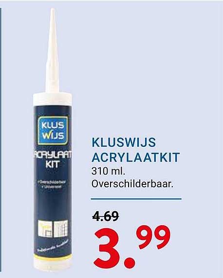 KLUSWIJS ACRYLAATKIT 310 ml. Overschilderbaar.